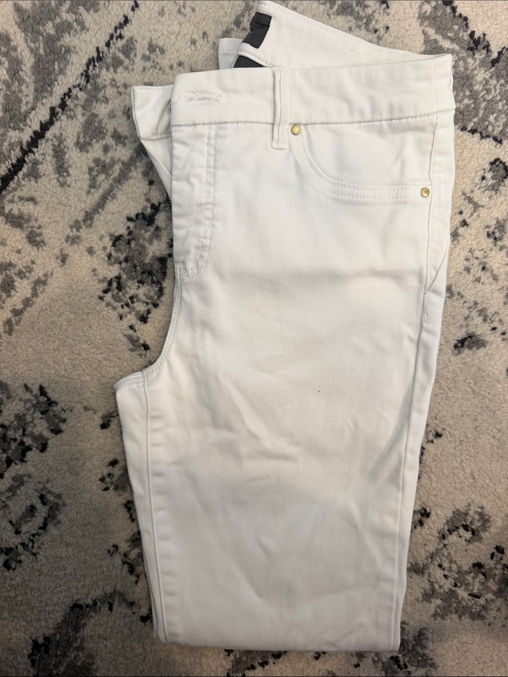 Chico's White Skinny Jeans with Gold Rivet Detail